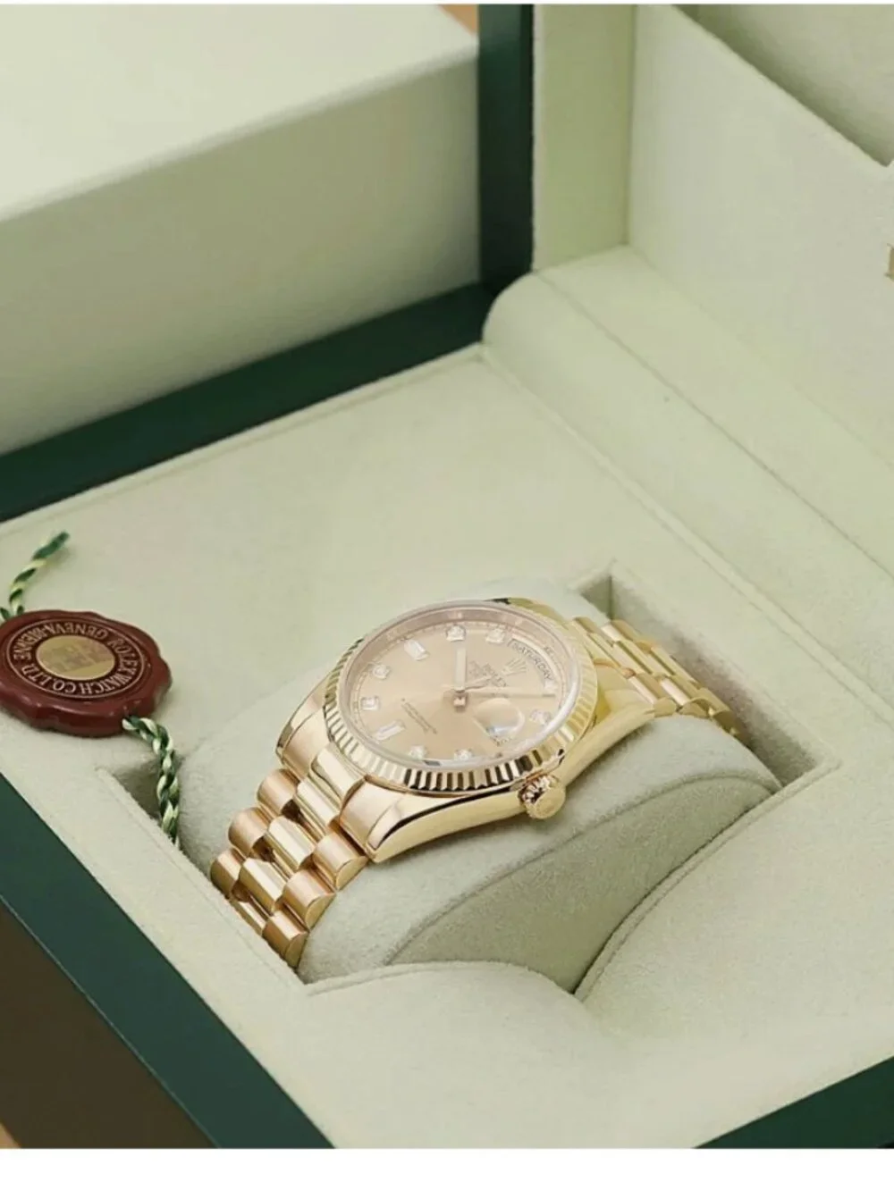 ROLEX DAY DATE PRESIDENT 18K GOLD 750 FACTORY DIAMOND WATCH MENS